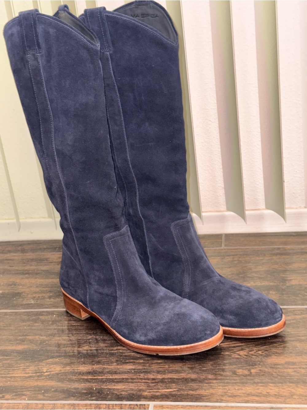 Via Spiga Gillian Purple Suede Knee High Riding Boots Size 11M